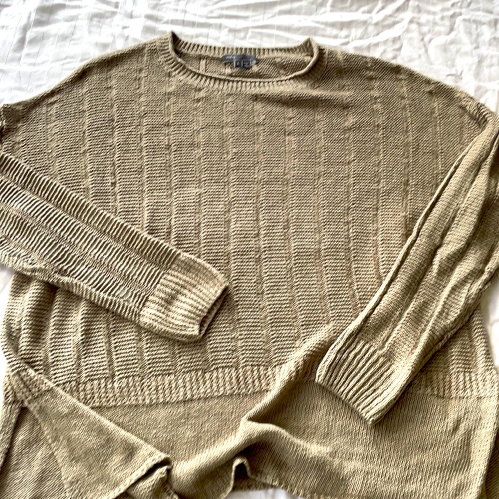 Vince taupe, linen sweater, size L